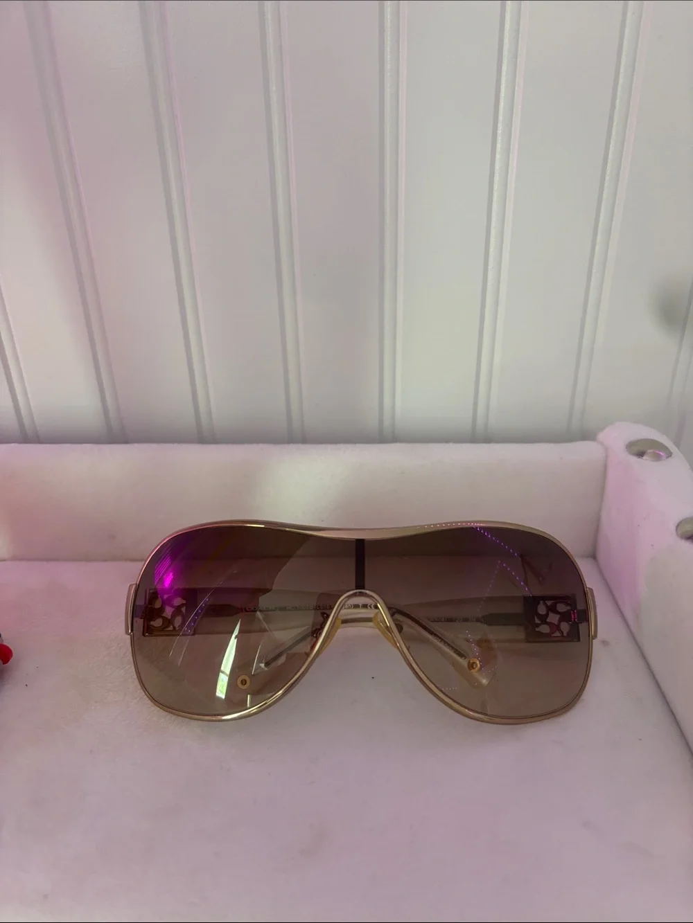 Coach Gold Frame Brown Gradient Shield Sunglasses